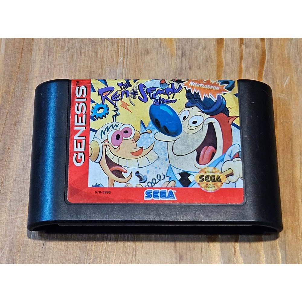 The Ren & Stimpy Show Stimpys Invention Sega Genesis Game Cartridge Rare Buy LOG